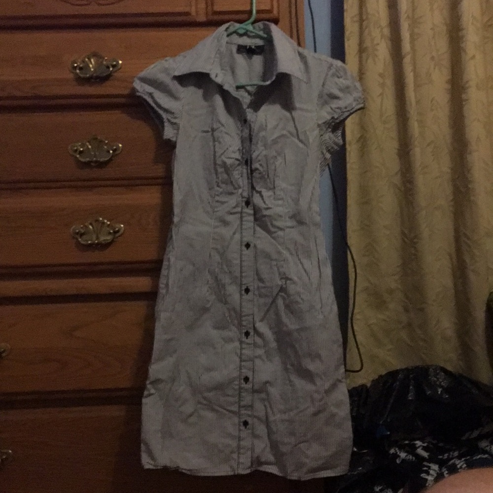 Striped button down dress